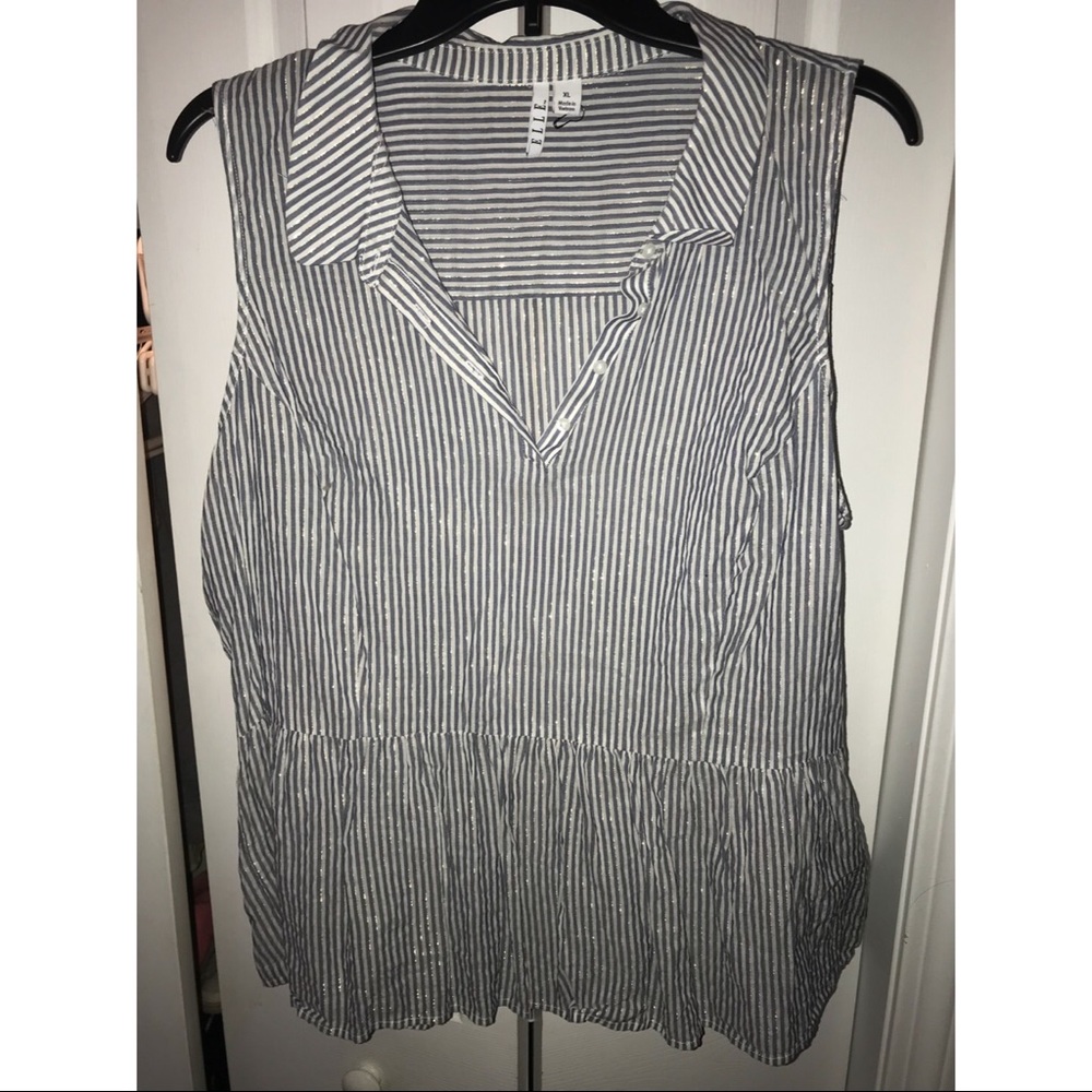 ELLE Pinstripe Peplum Top XL